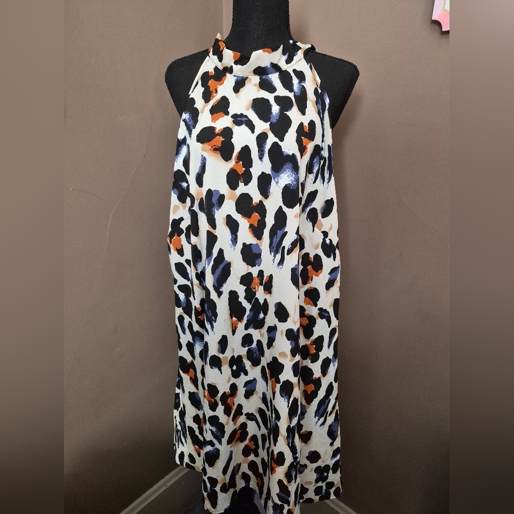 Plus Allover Print Tie Back Halter Dress